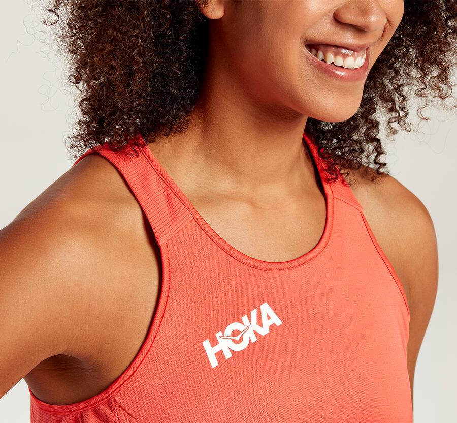 Top Hoka One One Mujer Naranjas - Performance Tank - AYUK85306